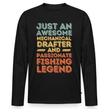 Technical draughtsman fishing retro - Men's Premium Organic Long Sleeve Shirt - black - Front - Nico (187cm)