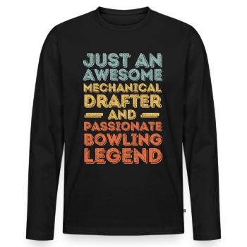 Technischer-Zeichner Bowling retro - Männer Premium Bio Langarmshirt - Schwarz - Vorne - Nico (187cm)
