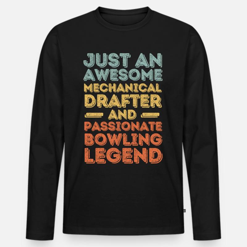 Technischer-Zeichner Bowling retro - Männer Premium Bio Langarmshirt - Schwarz