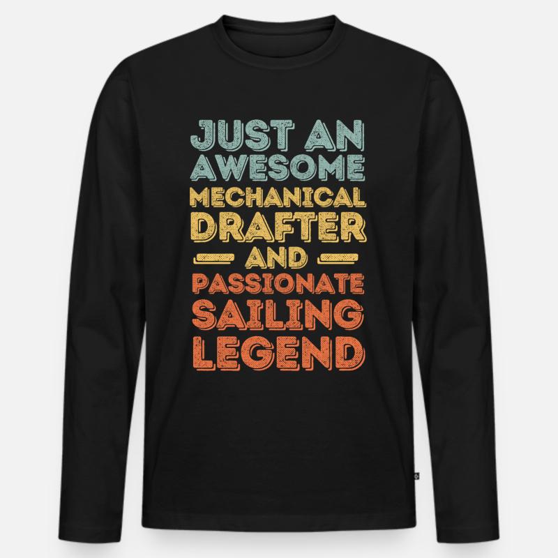 Technischer-Zeichner Segeln retro - Männer Premium Bio Langarmshirt - Schwarz
