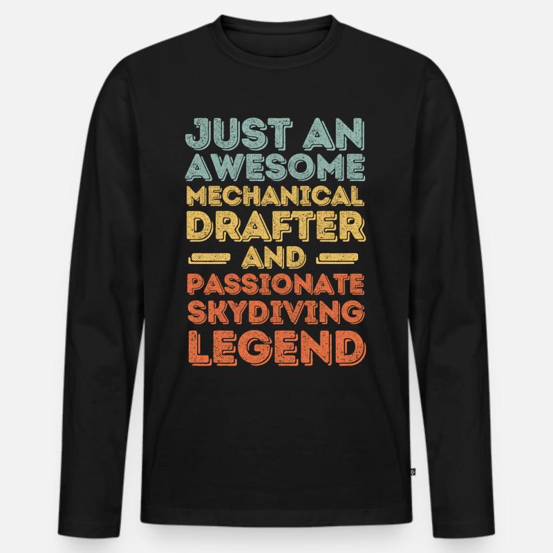 Technischer-Zeichner Fallschirmspringen retro - Männer Premium Bio Langarmshirt - Schwarz