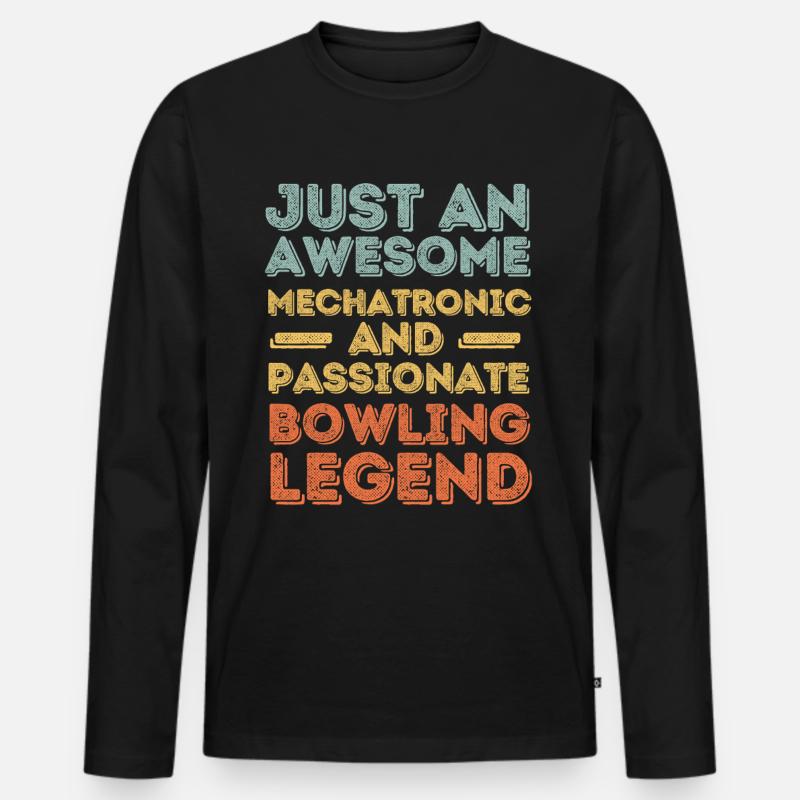 Mechatroniker Bowling retro - Männer Premium Bio Langarmshirt - Schwarz