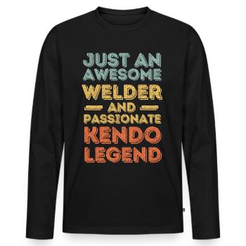 Welder Kendo retro - Men's Premium Organic Long Sleeve Shirt - black - Front - Nico (187cm)