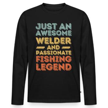 Soudeur pêche rétro - T-shirt manches longues Premium bio Homme - noir - Devant - Nico (187cm)