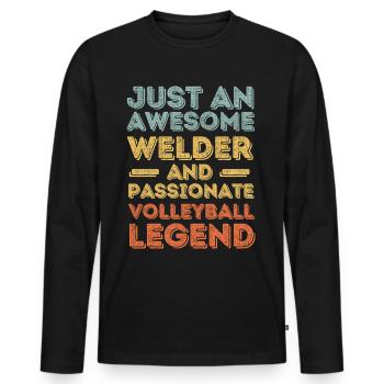 Soudeur Volleyball rétro - T-shirt manches longues Premium bio Homme - noir - Devant - Nico (187cm)