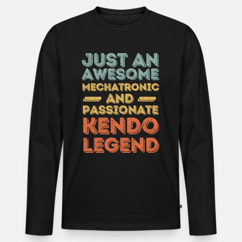 Mechatroniker Kendo retro - Männer Premium Bio Langarmshirt - Schwarz