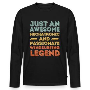 Mechatronics Windsurfing retro - Men's Premium Organic Long Sleeve Shirt - black - Front - Nico (187cm)