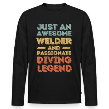 Soudeur plongée rétro - T-shirt manches longues Premium bio Homme - noir - Devant - Nico (187cm)