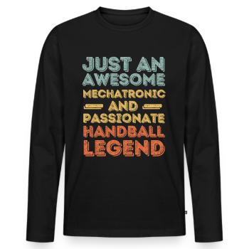Mechatronics Handball retro - Men's Premium Organic Long Sleeve Shirt - black - Front - Nico (187cm)