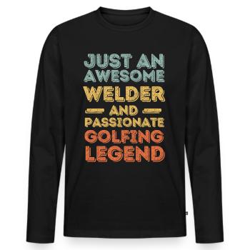 Schweißer Golf retro - Männer Premium Bio Langarmshirt - Schwarz - Vorne - Nico (187cm)