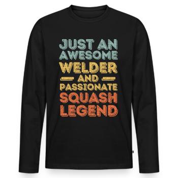 Soudeur Squash rétro - T-shirt manches longues Premium bio Homme - noir - Devant - Nico (187cm)
