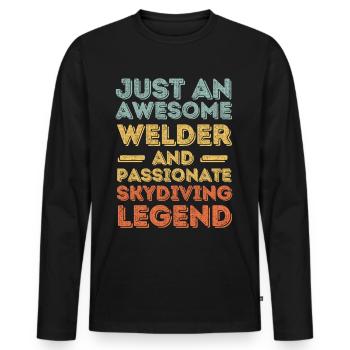 Soudeur parachutisme rétro - T-shirt manches longues Premium bio Homme - noir - Devant - Nico (187cm)