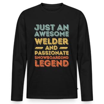Schweißer Snowboarden retro - Männer Premium Bio Langarmshirt - Schwarz - Vorne - Nico (187cm)
