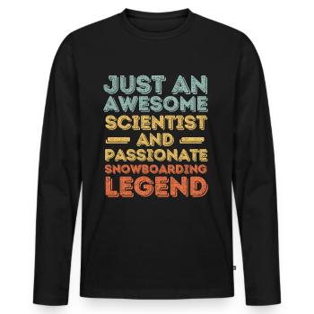 Wissenschaftler Snowboarden retro - Männer Premium Bio Langarmshirt - Schwarz - Vorne - Nico (187cm)