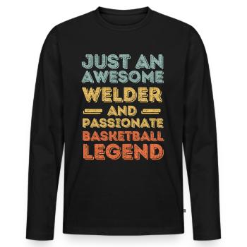Souder Basketball rétro - T-shirt manches longues Premium bio Homme - noir - Devant - Nico (187cm)