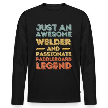 Schweißer Paddleboard retro - Männer Premium Bio Langarmshirt - Schwarz - Vorne - Nico (187cm)
