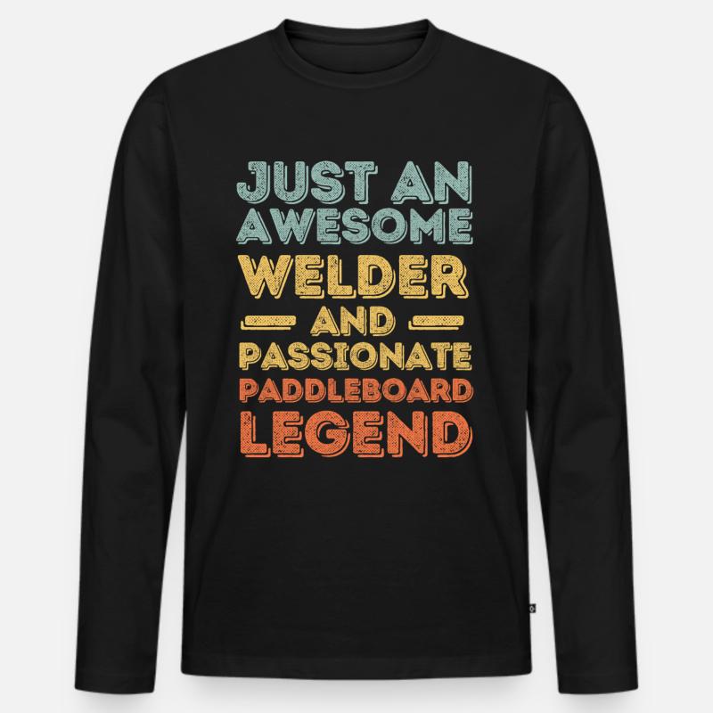 Schweißer Paddleboard retro - Männer Premium Bio Langarmshirt - Schwarz