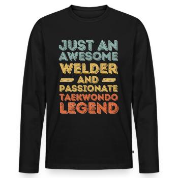 Soudeur Taekwondo rétro - T-shirt manches longues Premium bio Homme - noir - Devant - Nico (187cm)