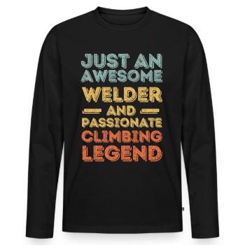 Soudeur escalade rétro - T-shirt manches longues Premium bio Homme - noir - Devant - Nico (187cm)