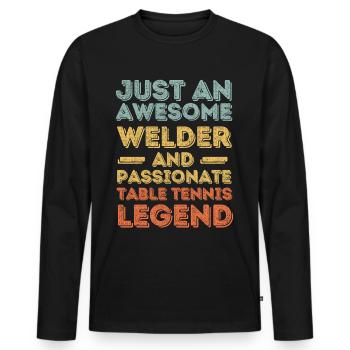 Soudeur tennis de table rétro - T-shirt manches longues Premium bio Homme - noir - Devant - Nico (187cm)
