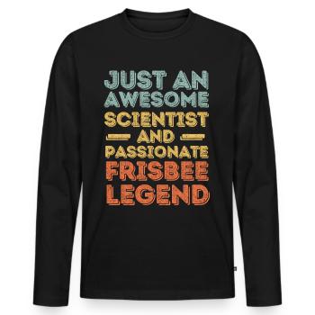 Scientist Frisbee retro - Men's Premium Organic Long Sleeve Shirt - black - Front - Nico (187cm)
