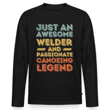 Welder Canoeing retro - Men's Premium Organic Long Sleeve Shirt - black - Front - Nico (187cm)