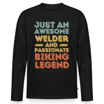 Schweißer Radfahren retro - Männer Premium Bio Langarmshirt - Schwarz - Vorne - Nico (187cm)