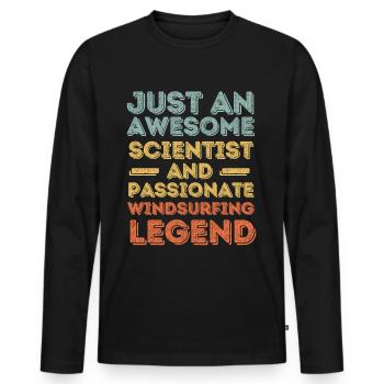 Wissenschaftler Windsurfen retro - Männer Premium Bio Langarmshirt - Schwarz - Vorne - Nico (187cm)