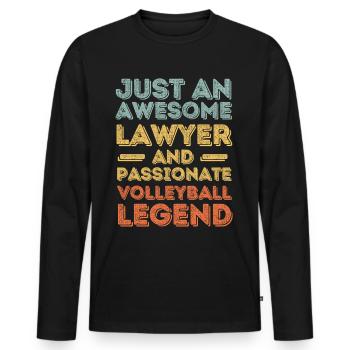 Lawyer volleyball retro - Men's Premium Organic Long Sleeve Shirt - black - Front - Nico (187cm)