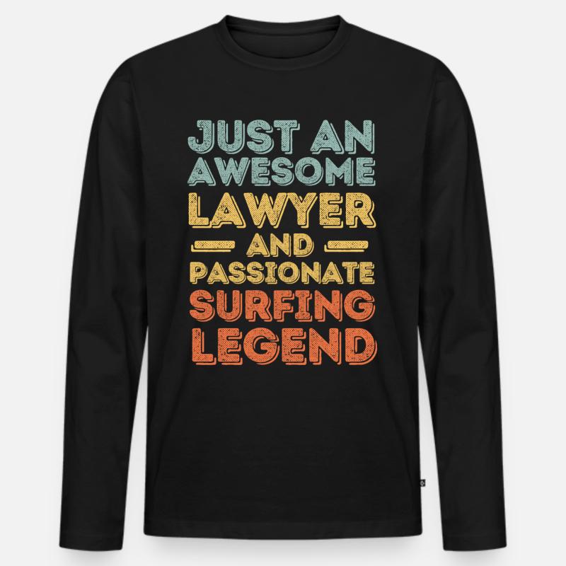 Anwalt Surfen retro - Männer Premium Bio Langarmshirt - Schwarz