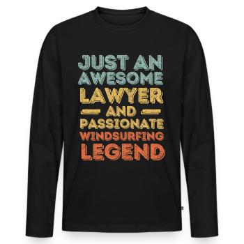 Anwalt Windsurfen retro - Männer Premium Bio Langarmshirt - Schwarz - Vorne - Nico (187cm)