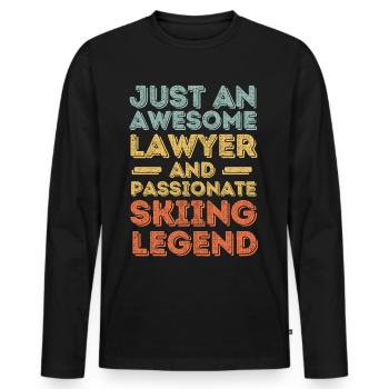 Anwalt Ski retro - Männer Premium Bio Langarmshirt - Schwarz - Vorne - Nico (187cm)