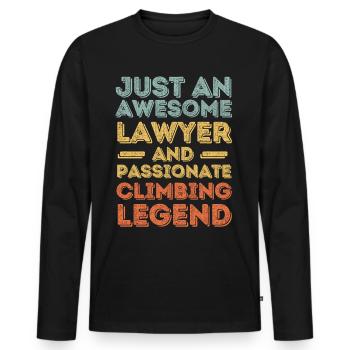 Avocat escalade rétro - T-shirt manches longues Premium bio Homme - noir - Devant - Nico (187cm)