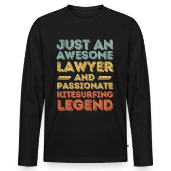 Avocat kitesurf rétro - T-shirt manches longues Premium bio Homme - noir - Devant - Nico (187cm)