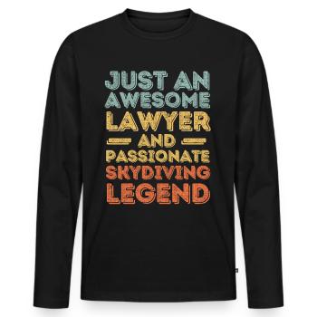 Avocat parachutisme rétro - T-shirt manches longues Premium bio Homme - noir - Devant - Nico (187cm)