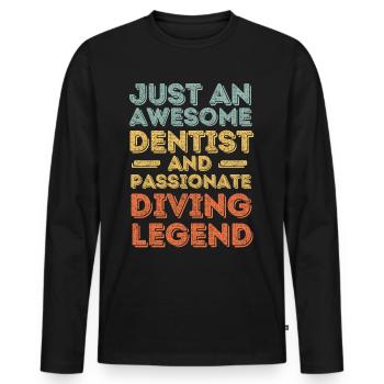 Dentiste plongée rétro - T-shirt manches longues Premium bio Homme - noir - Devant - Nico (187cm)