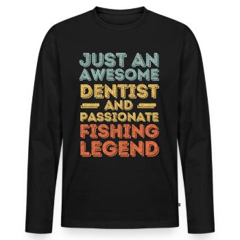 Zahnarzt Angeln retro - Männer Premium Bio Langarmshirt - Schwarz - Vorne - Nico (187cm)