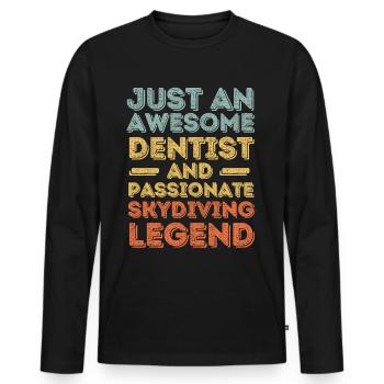 Dentiste parachutisme rétro - T-shirt manches longues Premium bio Homme - noir - Devant - Nico (187cm)
