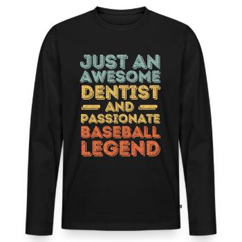 Dentiste Baseball rétro - T-shirt manches longues Premium bio Homme - noir - Devant - Nico (187cm)