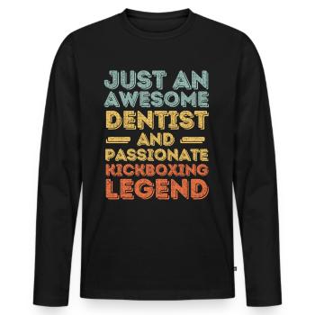 Zahnarzt Kickboxen retro - Männer Premium Bio Langarmshirt - Schwarz - Vorne - Nico (187cm)