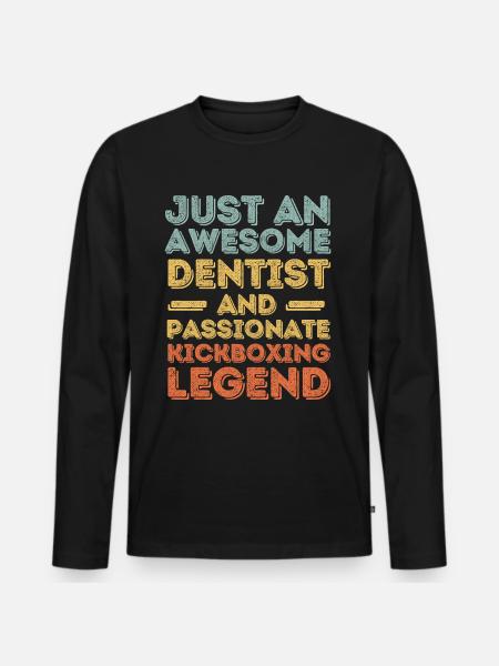 Dentist Kickboxing retro - Men's Premium Organic Long Sleeve Shirt - black