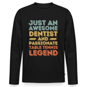 Dentiste tennis de table rétro - T-shirt manches longues Premium bio Homme - noir - Devant - Nico (187cm)