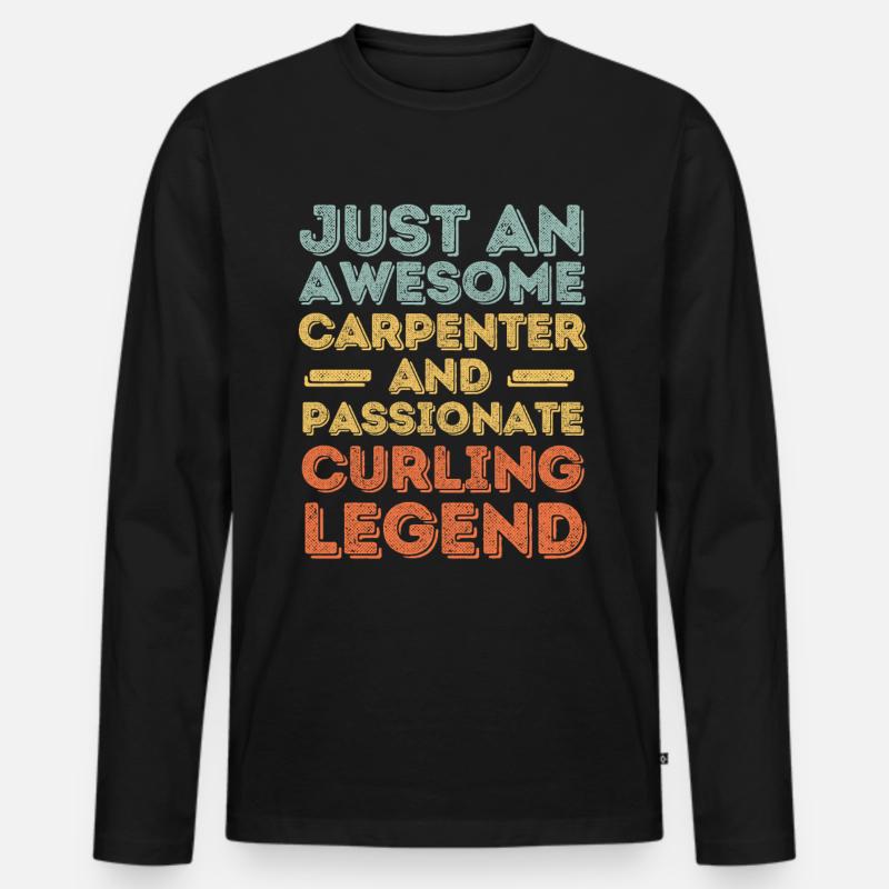 Zimmermann Curling retro - Männer Premium Bio Langarmshirt - Schwarz