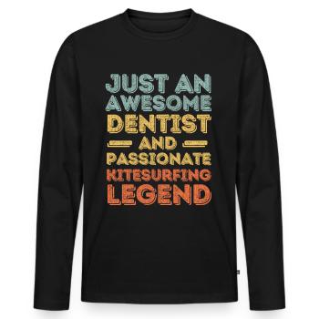 Dentiste Kitesurf rétro - T-shirt manches longues Premium bio Homme - noir - Devant - Nico (187cm)