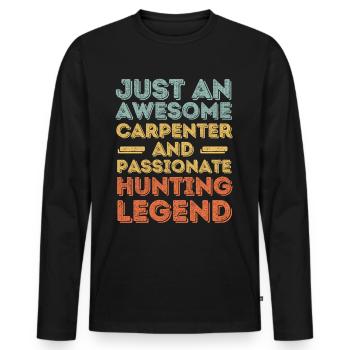 Charpentier chasse rétro - T-shirt manches longues Premium bio Homme - noir - Devant - Nico (187cm)