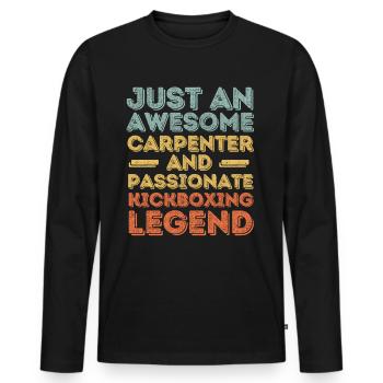 Zimmermann Kickboxen retro - Männer Premium Bio Langarmshirt - Schwarz - Vorne - Nico (187cm)