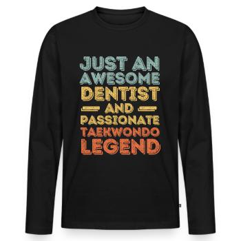 Zahnarzt Taekwondo retro - Männer Premium Bio Langarmshirt - Schwarz - Vorne - Nico (187cm)