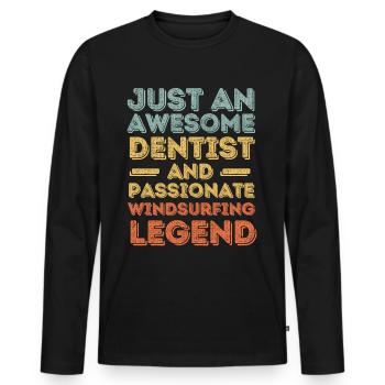 Zahnarzt Windsurfen retro - Männer Premium Bio Langarmshirt - Schwarz - Vorne - Nico (187cm)