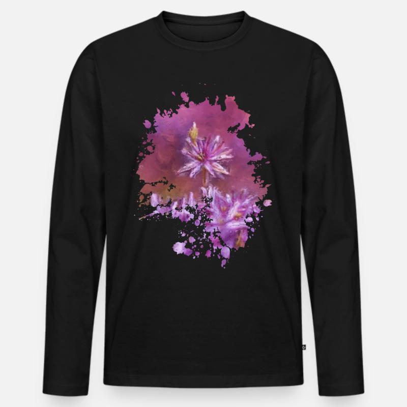Blume - Männer Premium Bio Langarmshirt - Schwarz