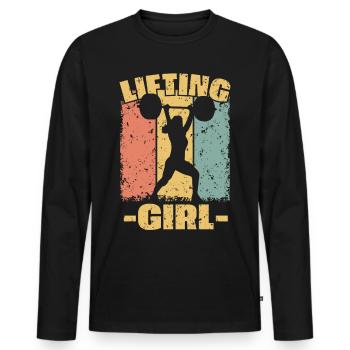 Haltérophilie femme rétro - T-shirt manches longues Premium bio Homme - noir - Devant - Nico (187cm)